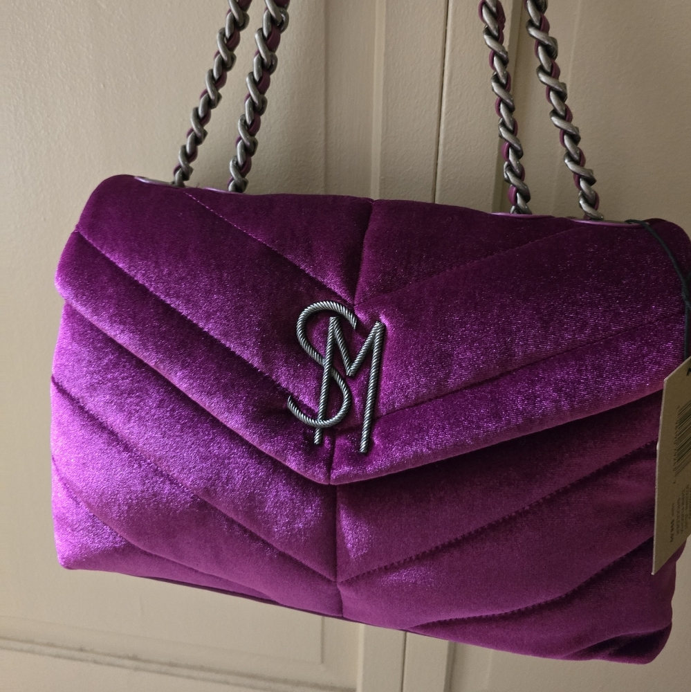 Steven By Steve Madden Purple Quilted Velvet Shoulder Bag